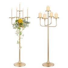 Gold Candelabra for Wedding Decor: 47 inch Floor Candle Holders Tall Set of 2...
