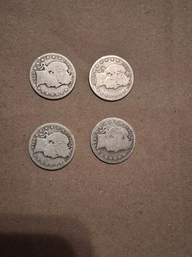 Barber Silver Quarter Lot Of 4 1$ FV Junk 90%