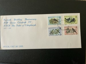 Montserrat 1987 #663-666 QE II 40th Wedding Anniv Overprints Misspelling - FDC