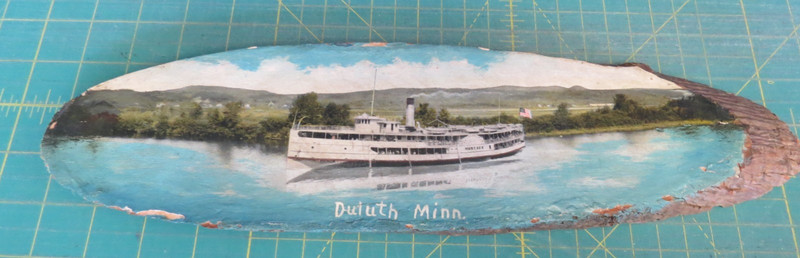 Vintage wooden plaque of the Steamer Montauk Sightseeing Trip Duluth MN 14 1/2"