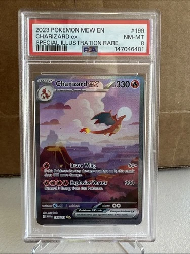 ** PSA 8** 2023 Pokemon Mew EN Charizard ex Special Illustration Rare #199/165