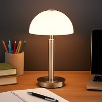 Beistellleuchte Nachttischleuchte Tischlampe Led Touchdimmer Verchromt Glas Pilz