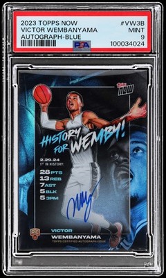 2023-24 Topps Now Victor Wembanyama Autographs Blue Victor Wembanyama PSA 9 RC