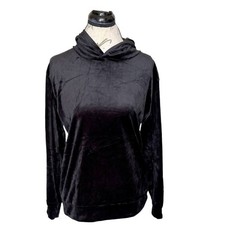 Womens Velvet Crush Hoodie Sweatshirt Sz Large Activewear Loungewear Black Soft