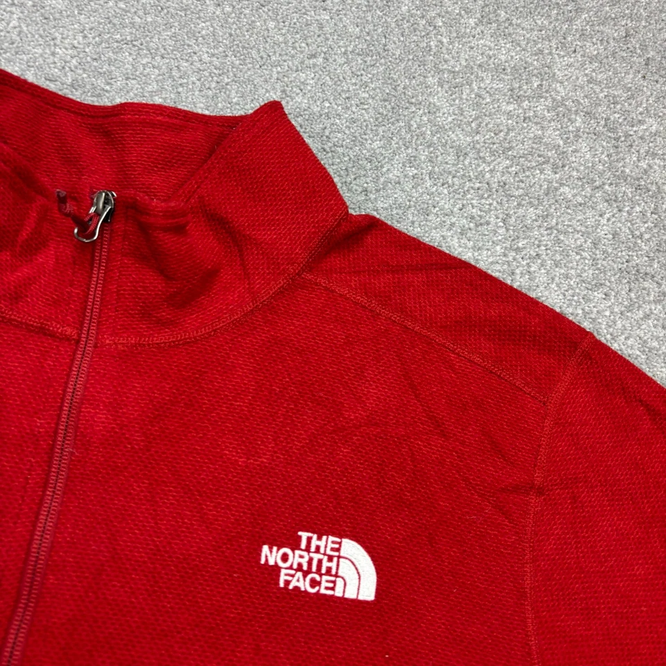 North Face Fleece Adult X Large Red Quarter Zip Outdoors Jumper Pullover Men - Image 3 of 4