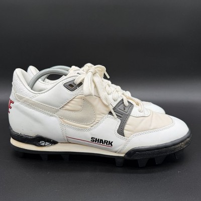 Vintage 1990 s Nike Shark Football Cleats White / Cream Sz US 10
