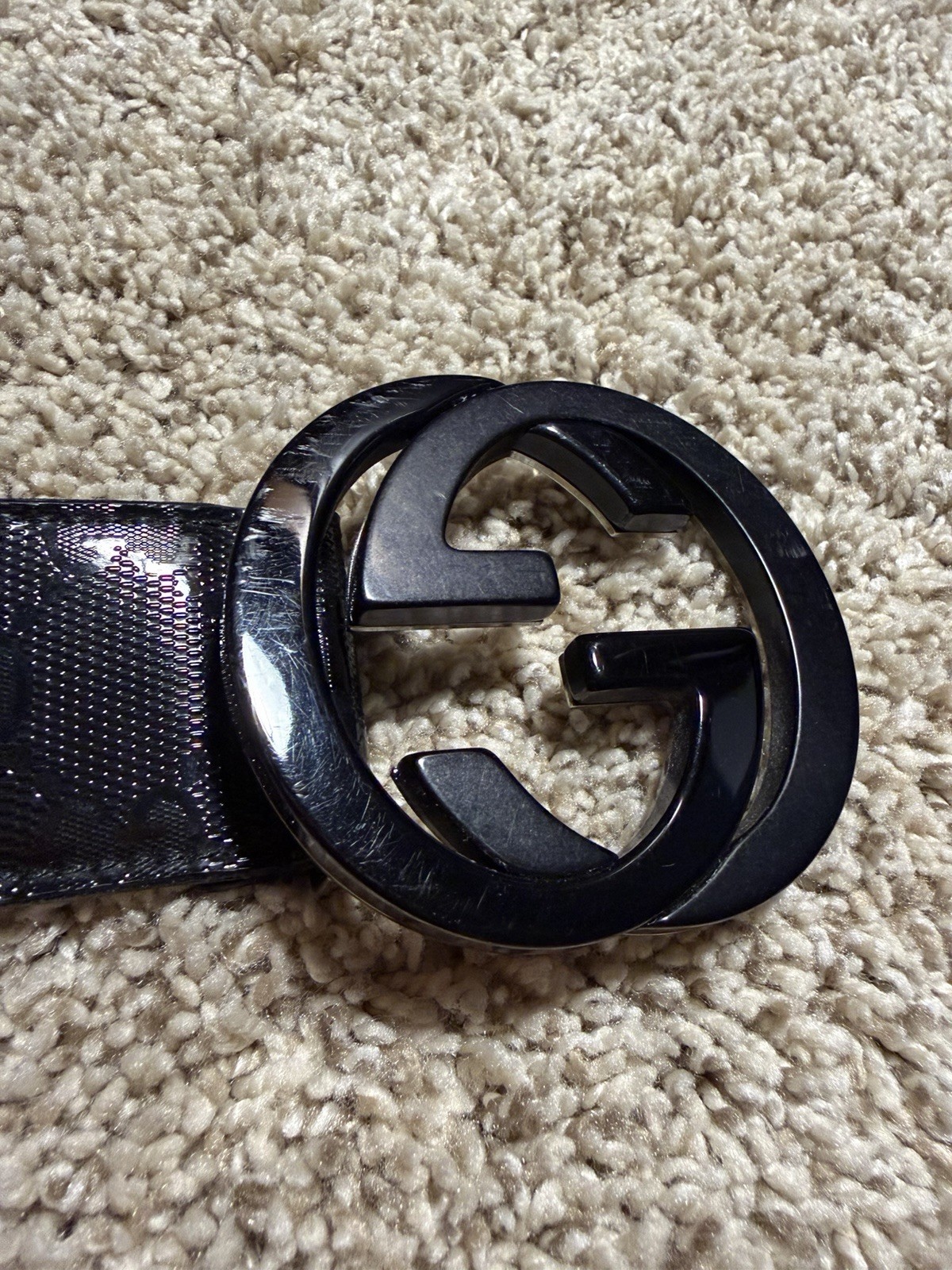 Authentic GUCCI Black Imprime Interlocking GG Bel… - image 3