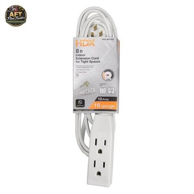 HDX 8 ft. Indoor Multi-Outlet Extension Cord - White