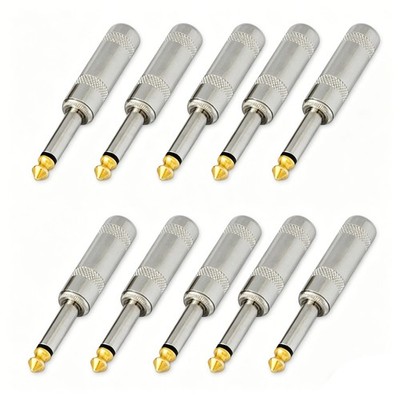 10PCS,1/4 MONO TS heavy duty male audio speaker guitar cable connector plug JACK