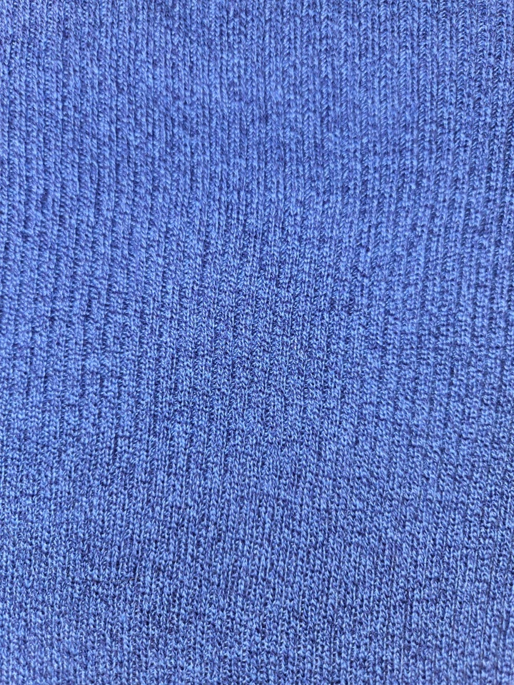 💯 棉蓝色罗纹高领毛衣女式 XL 码修身层基本舒适 — 第 2/4 张图片