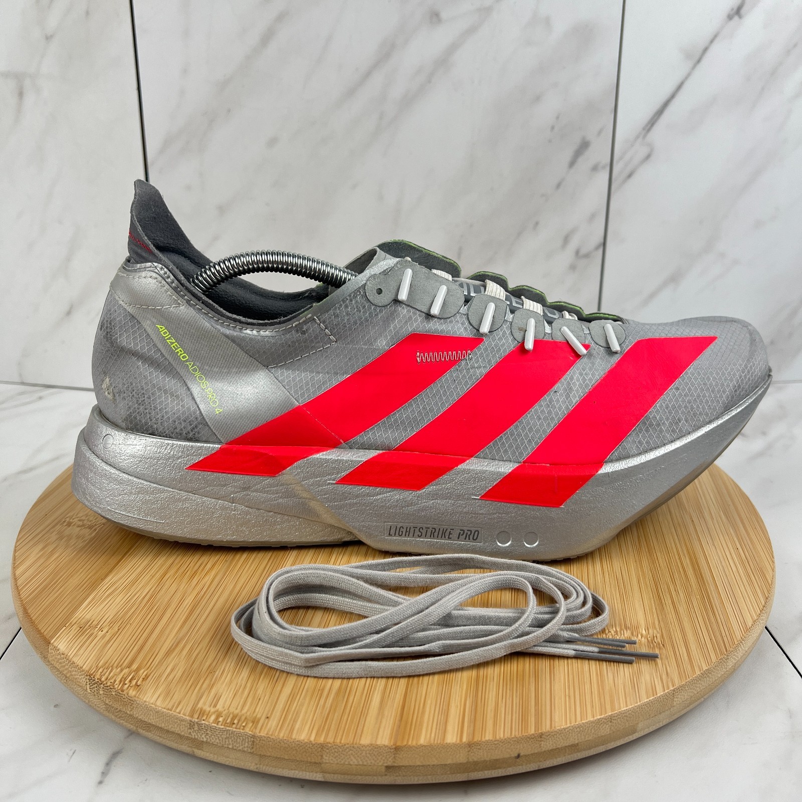 Adidas Adizero Adios Pro 4 Mens Size 12 Silver Metallic Lucid Red Running Shoes