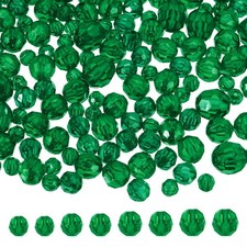 850 Pcs Acrylic Round Faceted Beads 6mm 8mm 10mm 12mm Loose Bead, Dark Green