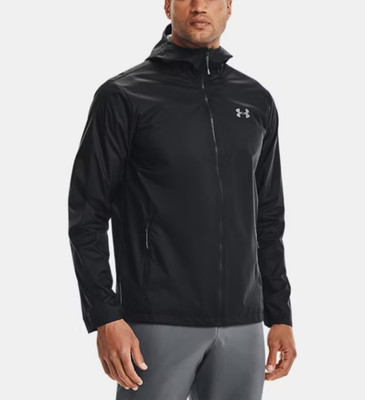 Under Armour Men Size L Waterproof Windproof 10K Rain Jacket Golf UA Storm Black