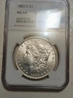 1883 O Morgan Silver Dollar NGC Graded a nice Blast White Bu