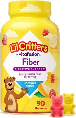 Lil Critters - 90 Fiber Gummies - Daily Digestive Support Supplement |EXP 03/27|