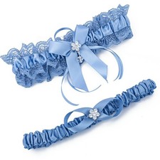 Blue Lace Bridal Garter Sets Toss One Size Something Blue Gift Bride