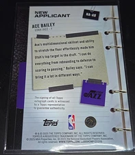 2035 Topps Ace Bailey New Applicant Auto /99