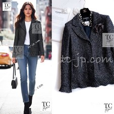 CHANEL 02A Black Metallic Wool Mohair Tweed Jacket Karl Lagerfeld 40 US8