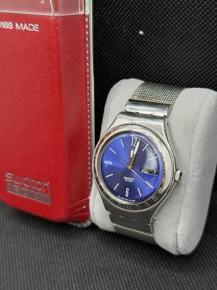 Vintage Swatch Irony Blue Dial Stainless Steel Quartz Watch (1997) - Image 2 of 4
