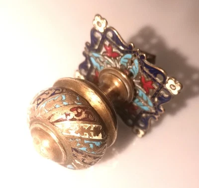 Bouton de porte en émaux cloisonnés de style Art Nouveau - Photo 1/4