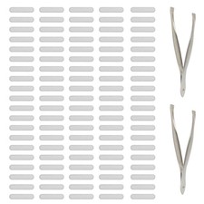 100 Pcs 0.87"x0.2" Phone Dustproof Net Sticker Speaker Cover with Tweezer Silver
