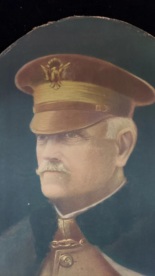 Marco de vidrio convexo ovalado militar de la Primera Guerra Mundial Gen. John "Black Jack" Pershing Foto 4 de 4