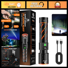 High Lumens USB C Rechargeable Flashlight, 100000 Lumen, Compact 5.75  Length