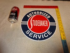 VINTAGE NOS STUDEBAKER SERVICE 11 3/4" PORCELAIN METAL CAR DEALER GASOLINE SIGN!