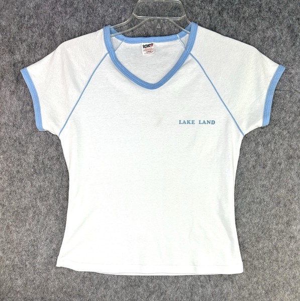Vintage Ringer T-Shirt Lake Land College Mattoon Illinois Women’s Size Large