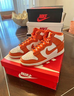 Nike Dunk Hi Retro Syracuse White/Orange Blaze High Top Leather Men s DD1399-101
