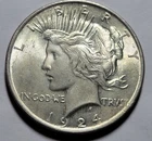 1924-P PEACE Liberty $1 Dollar 90% Silver Coin ~ Orig Hi Grade Uncirculated BUnc