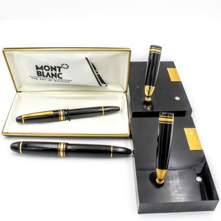 Montblanc Meisterstuck Fountain Pens With Desk Stand and Box Lot of 2 #X1556 1