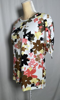 Calvin Klein Women T- Shirt Tee Small Top Short Sleeve Cotton Floral Basic $59