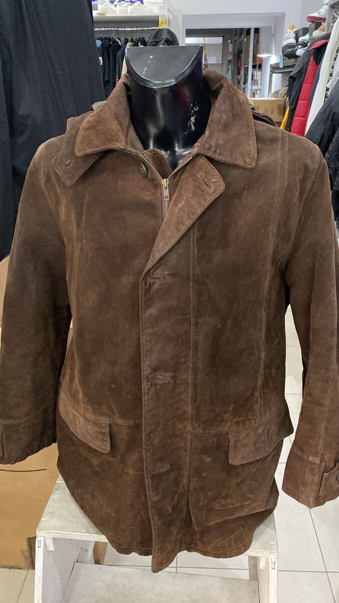 Real Leather Jacket Used Men Size 50 Brown XYE249L Real Leather Jacket Used Men Size 50 Brown XYE249L