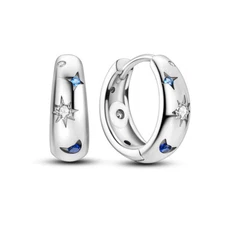MULA Sun Moon Stars Hoop Earrings Blue AAA CZ Women Jewelry 925 Silver Plated
