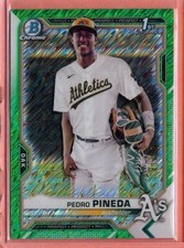 2021 BOWMAN CHROME PROSPECT 1ST GREEN SHIMMER REFRACTOR PEDRO PINEDA 43/99!!