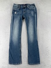 VIGOSS Pants Women 27 Blue Denim Jeans Fit Boot Embellished Distress Bling