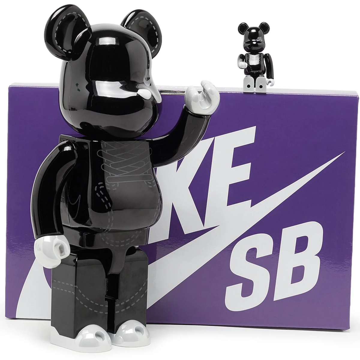 BE@RBRICK NIKE SB 2020 BLACK 100％ 400% Bearbrick Nike SB 2020 Black 100% 400% Figure Set Medicom BE