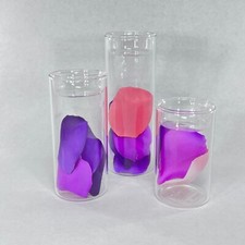 Set of 3 Cylinder Glass Decorative Hurricane Tea Light Candle Holders