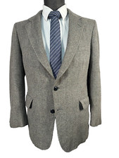 VINTAGE Mens Brown HERRINGBONE TWEED Wool Classic Sport Coat Blazer Jacket 40S