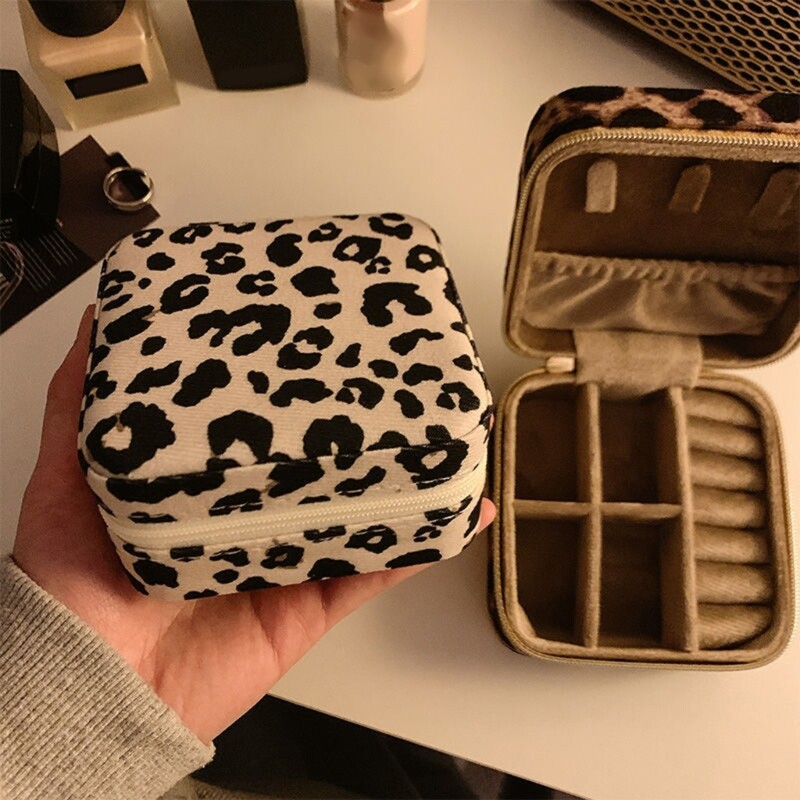 Versatile Leopard Pattern Jewelry Travel Ready Soft PU Accessory Case