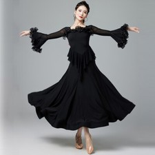 Latin Ballroom Dance Dress Modern Salsa Waltz Standard Long Dress J064 2 Colors