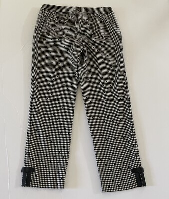 Talbots Womens Pants Wool Blend Black White Check Dot Lined Straight Leg 