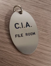 C.I.A. CIA File Room Keychain style like a Lowell Sigmund solid brass spy