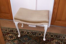 VINTAGE WHITE GENUINE SHERBORNE STOOL GOLD DRAYLON, FRINGED WITH SHERBORNE LABEL