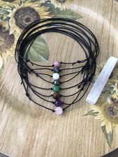 Hematite Bead Choker Necklace Healing Crystal Black Cord Handmade Gift For Her