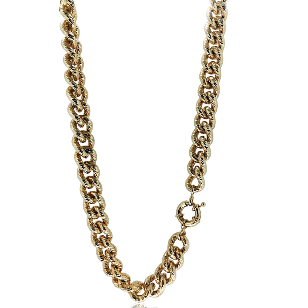 Collana girocollo maglia grumetta torchon mm 14 in acciaio