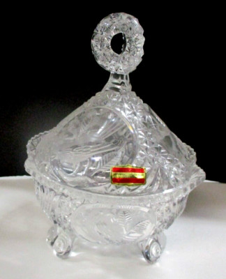 Bleikristall Bird Etched Hand Cut 24% Lead Crystal Footed Serving Dish Bowl