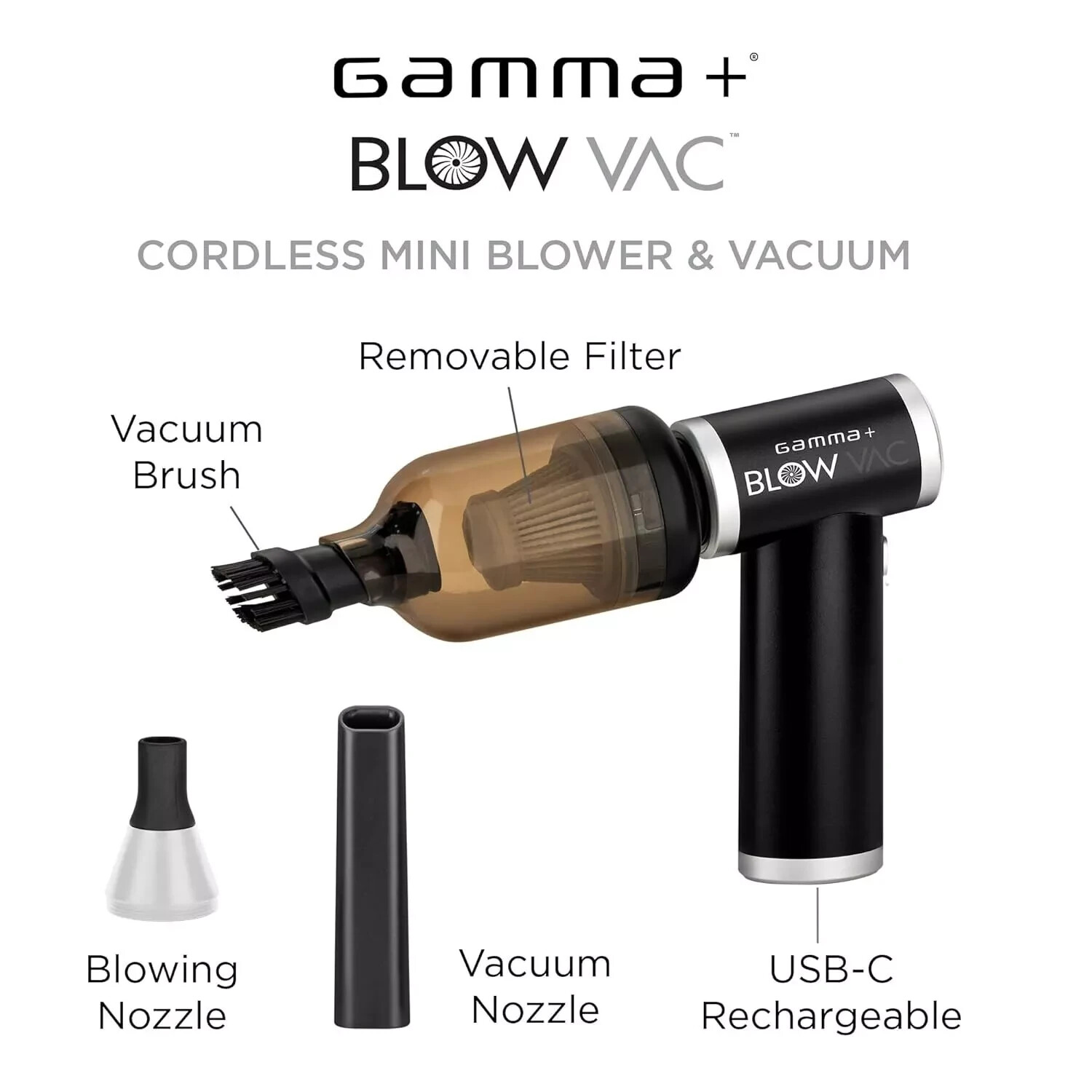 StyleCraft | GAMMA+ Cordles DUSTER Blow Vac 2-in-1 Mini Blower & Vacuum | GP315