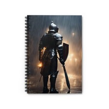 Knight in Rain with Torch Spiral Notebook - Ruled Line